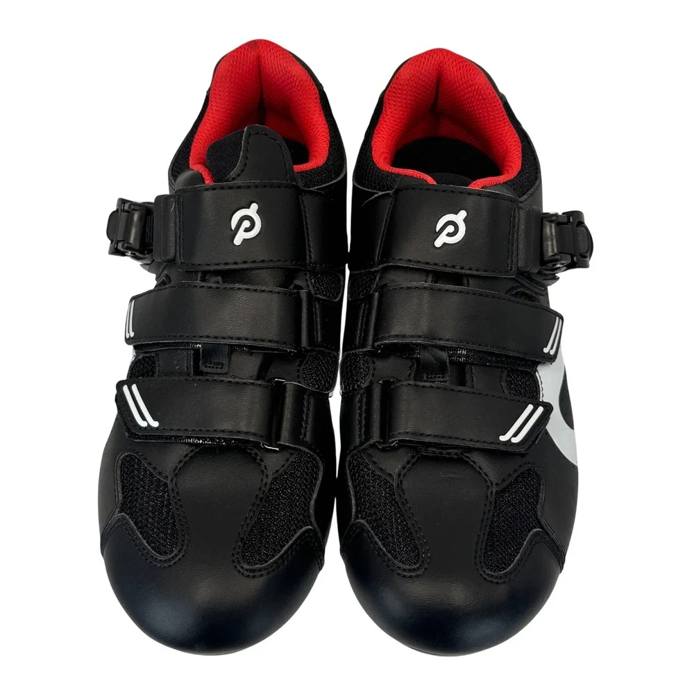 Peloton Cycling Shoes Black Red White Synthetic Indoor Spin Bike Sz 40 Men 7 7.5